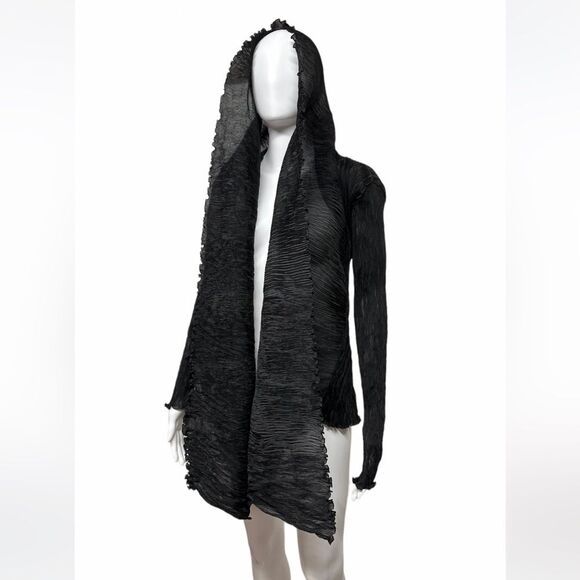 SUSANNE WIEBE Plisse Open Front Micro Pleated Cardigan Jacket S M L Fits Many - Picture 3 of 15